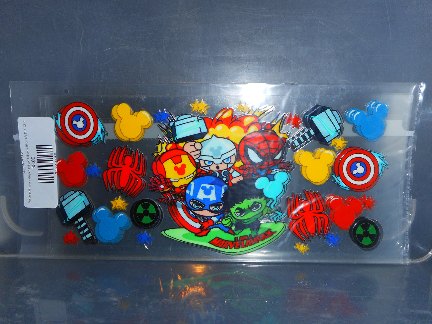 Marvel and mouse shaped balloon balloons 16 oz. UV DTF #316