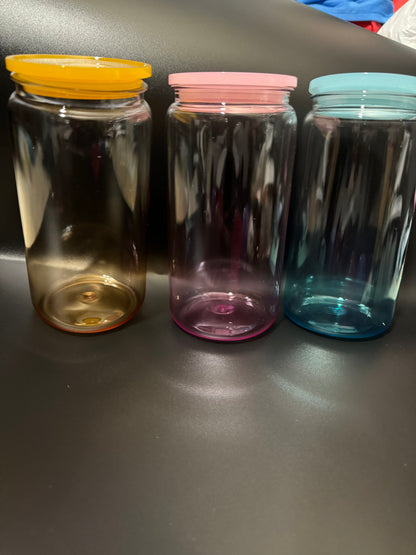 16 oz Ombre Jelly Colored Acrylic Plastic drinking Cans