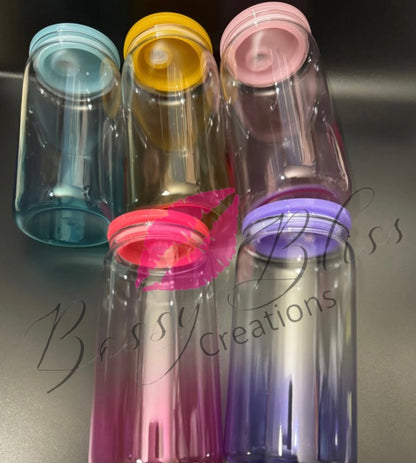 16 oz Ombre Jelly Colored Acrylic Plastic drinking Cans