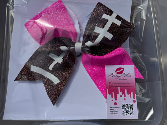 Cheer Bows Pink Football