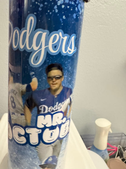 Dodgers tumblers featuring Kike Hernandez inspiration