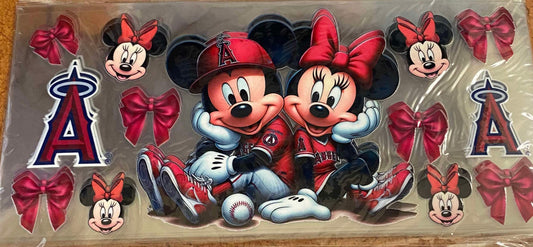 Anaheim Angels Mickey and Minnie with bows Disney 16 oz. UV DTF #137