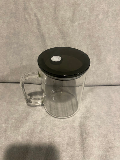 Glass Mug Blank 17 oz Glass with Black Lid