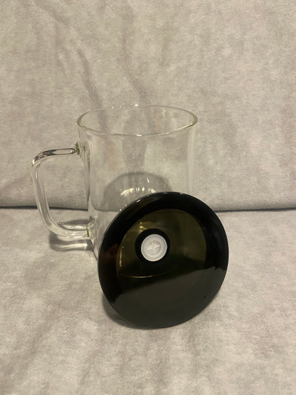 Glass Mug Blank 17 oz Glass with Black Lid