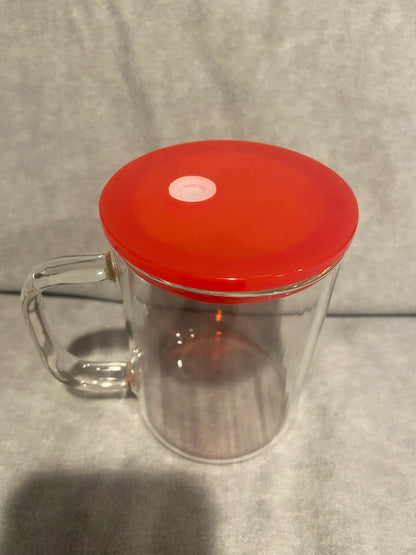 Glass Mug Blank 17 oz Glass with Red Lid