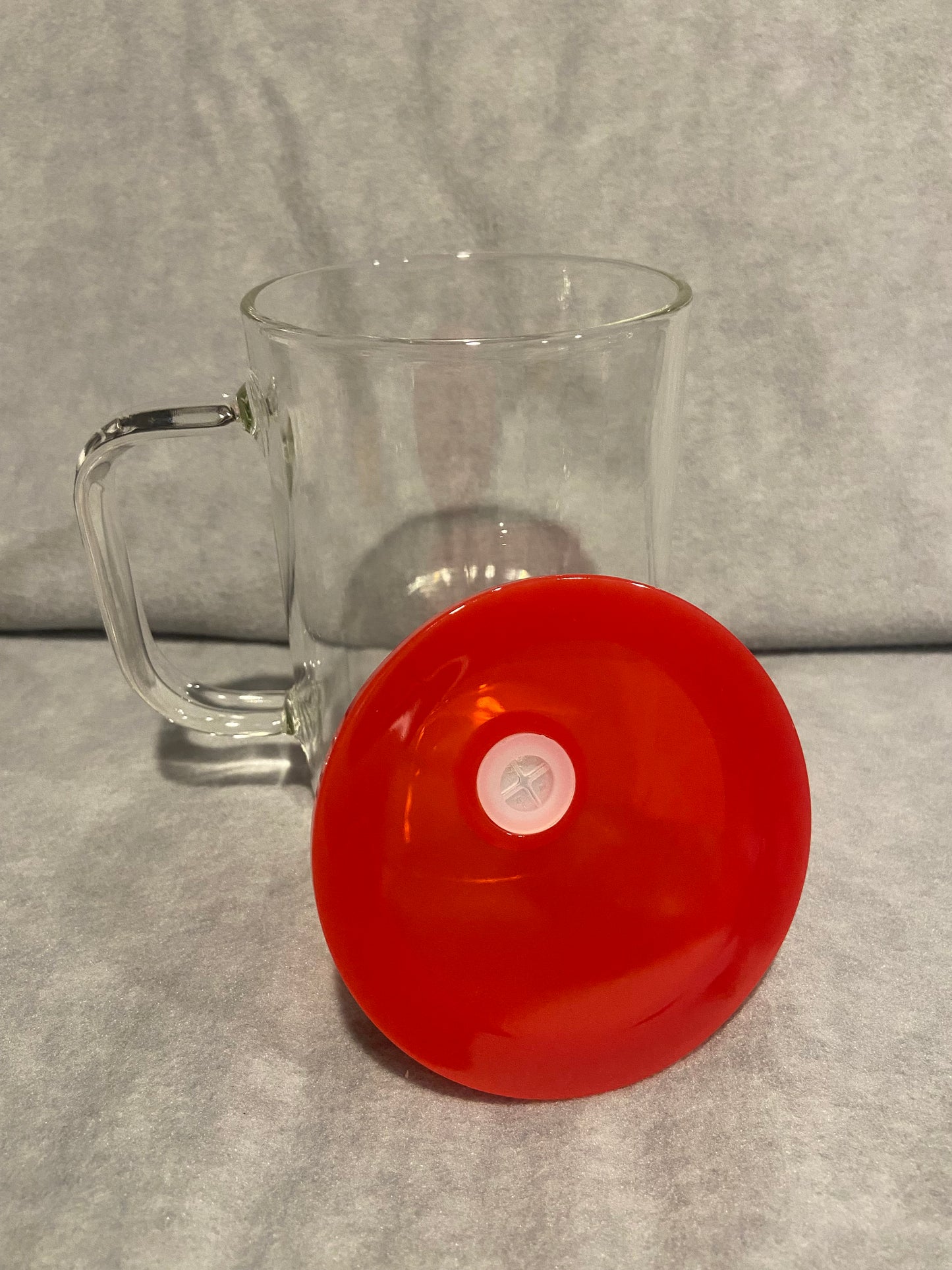 Glass Mug Blank 17 oz Glass with Red Lid