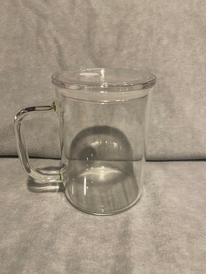 Glass Mug Blank 17 oz Glass with Clear Lid