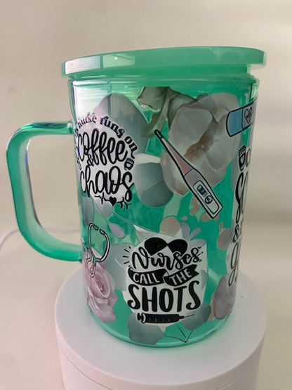 Nurse 17 oz Glass Mug - Coffee Scrubs and Rubber Gloves