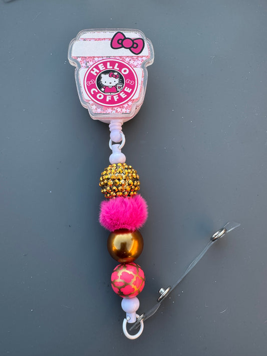 Badge Reel -  Hello Kitty Coffee Pink #507