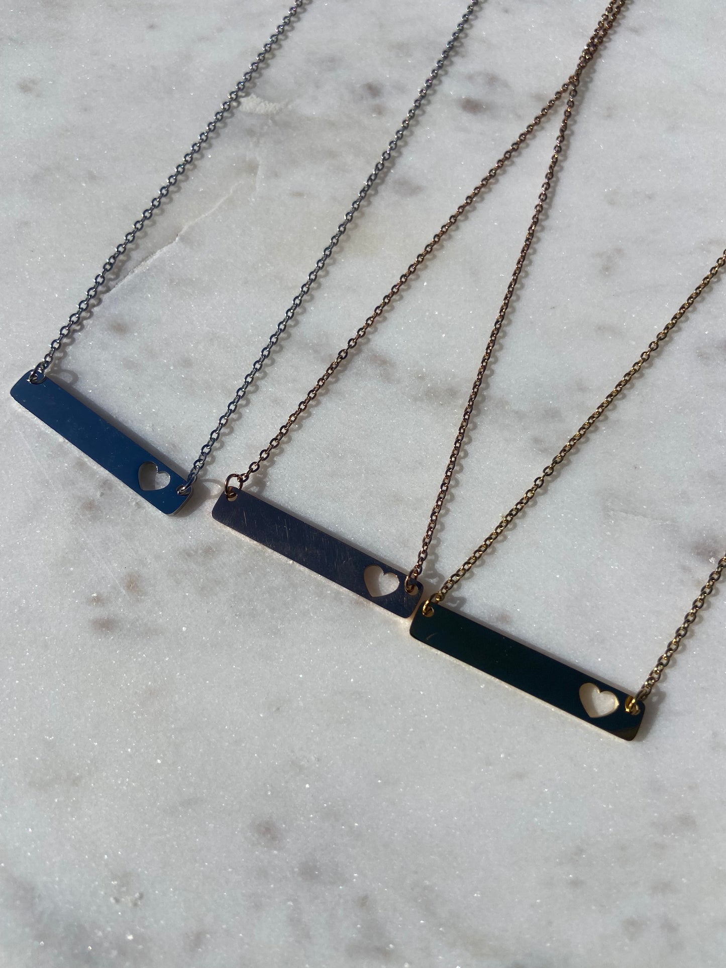 Heart Cutout Bar Pendant Necklace - personalize