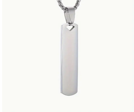 Square Bar Necklace - Silver Tone