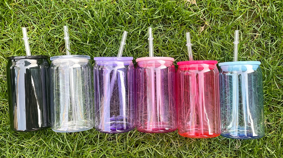 16 oz Transparent Jelly Colored Acrylic Plastic drinking Cans