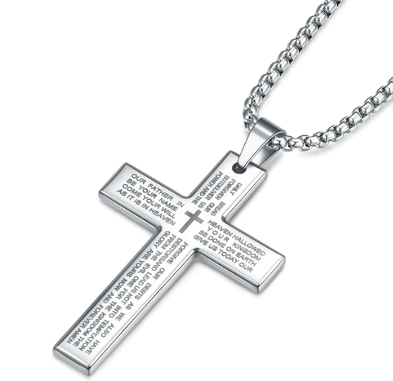 Cross Necklace with Lord's Prayer