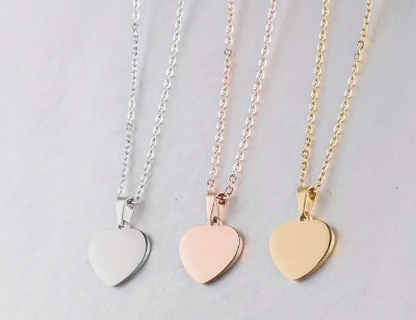 Heart Pendant Necklace Engravable