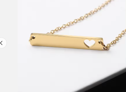 Heart Cutout Bar Pendant Necklace - personalize