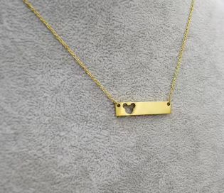 Mickey Mouse Cutout Bar Necklace - personalized