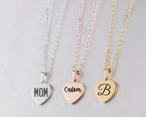 Heart Pendant Necklace Engravable