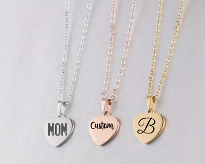 Heart Pendant Necklace Engravable