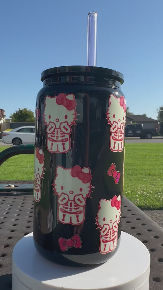 Hello Kitty - Glow in the Dark Halloween 16 oz Glass tumbler