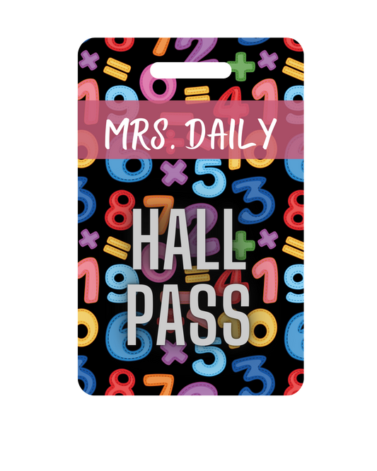 Math Colorful numbers Hall Passes (Set of 5)